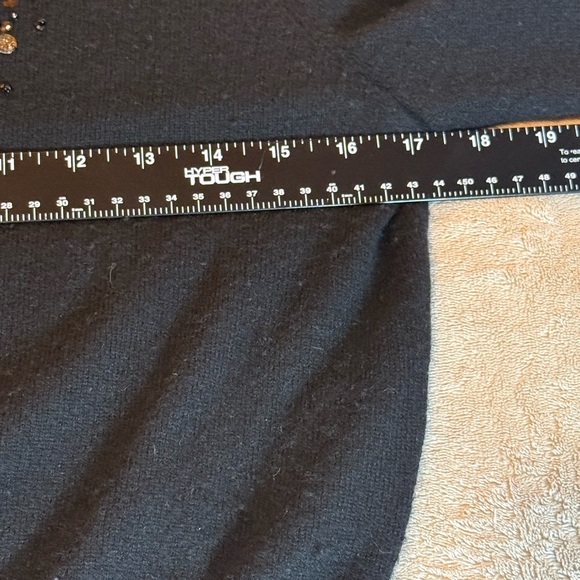 Magaschoni Cashmere Luxury Black 100% Beaded Embellished Cardigan Sweater Size S - Picture 9 of 10